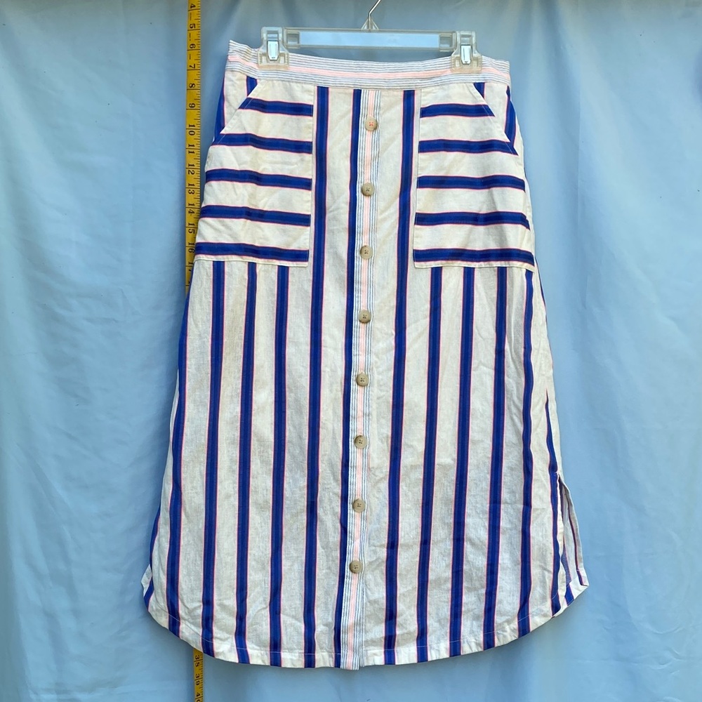 Joules Blue and White Striped A-Line Skirt